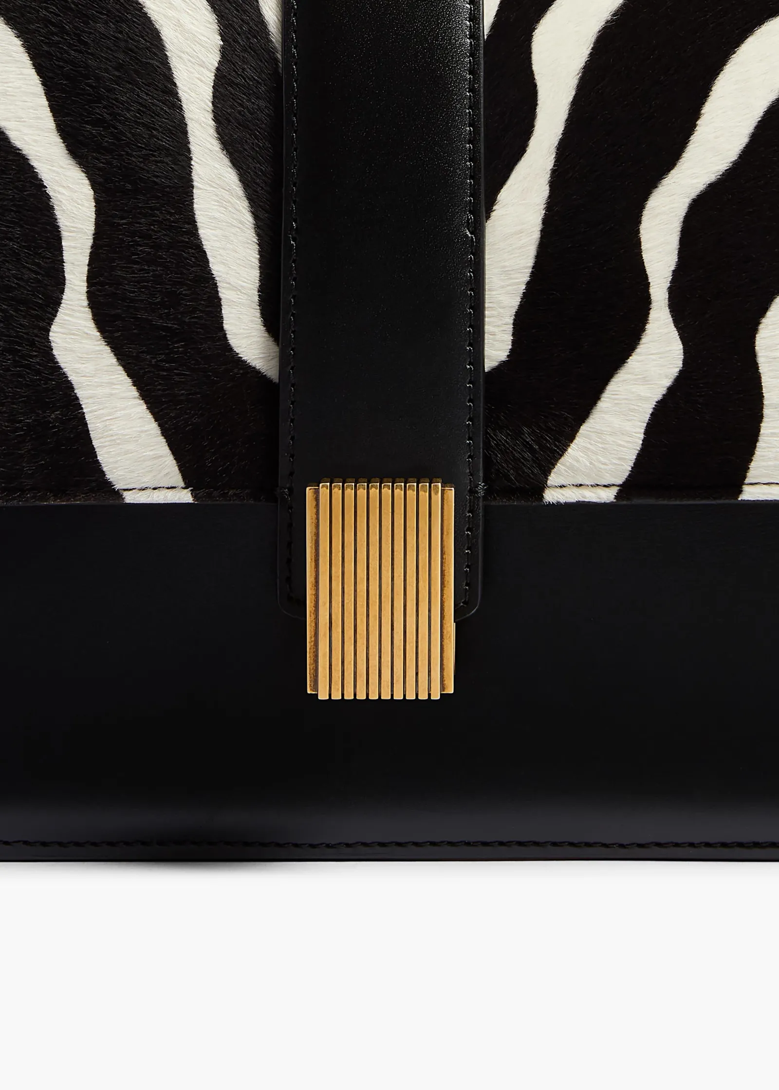 Khaite Crossbody Bags-Blake Crossbody Bag in Zebra Print Haircalf and Black Leather