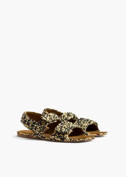 Khaite Sandals-Boden Sandal in Black and White Raffia