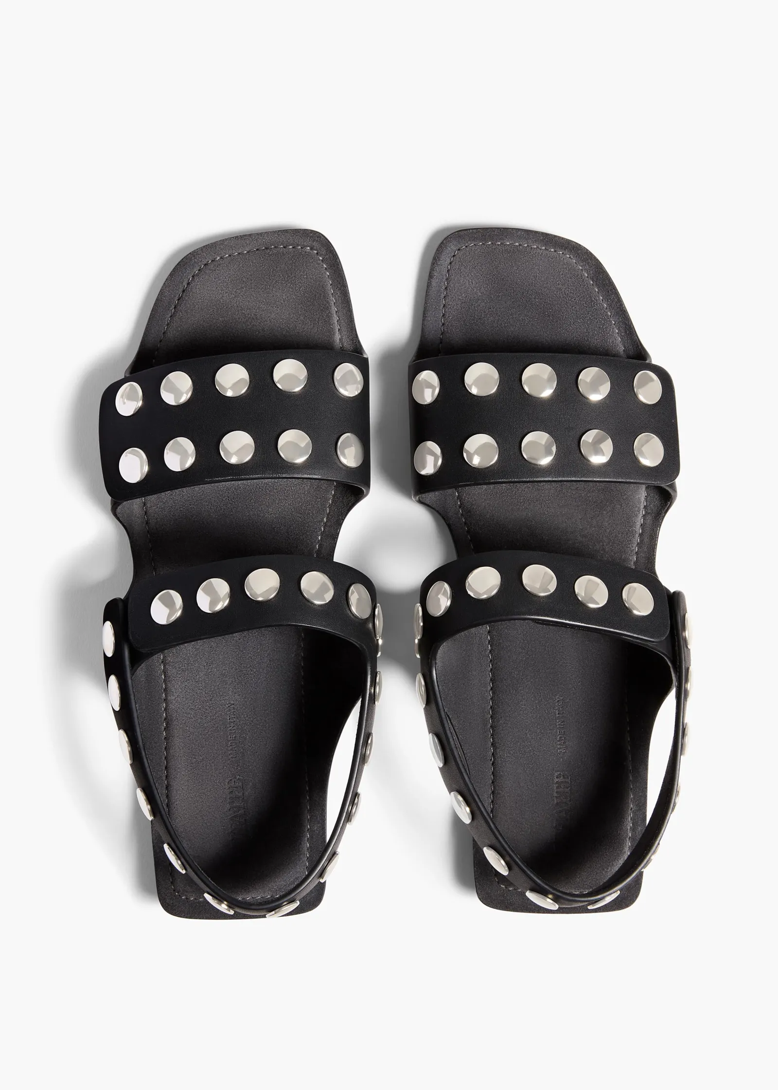 Khaite Sandals-Boden Sandal in Black Leather with Silver Studs