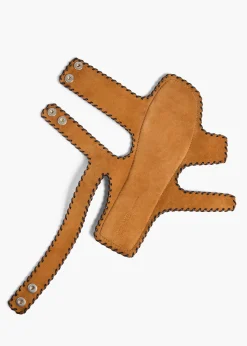 Khaite Sandals-Boden Sandal in Caramel Suede with Whip Stitch