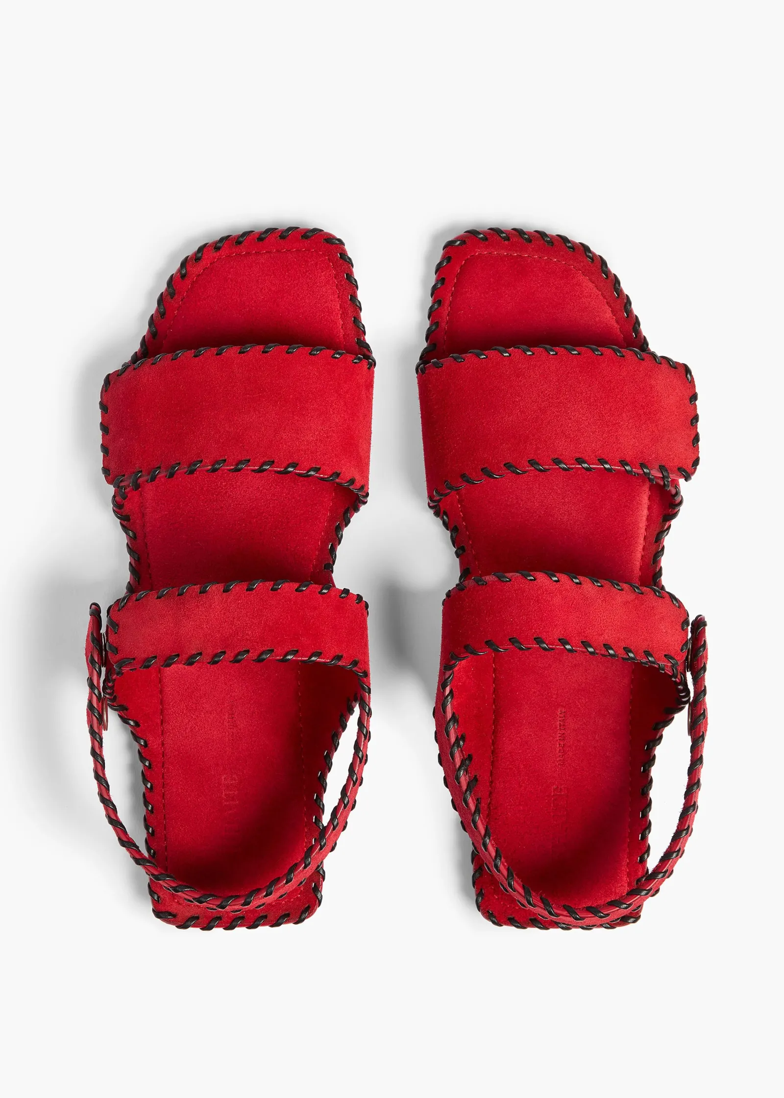 Khaite Sandals-Boden Sandal in Lipstick Suede with Whip Stitch