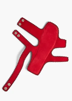 Khaite Sandals-Boden Sandal in Lipstick Suede with Whip Stitch