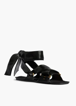 Khaite Sandals-Boden Tied Sandal in Black Leather