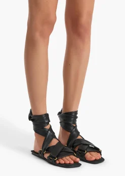 Khaite Sandals-Boden Tied Sandal in Black Leather