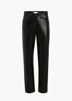 Khaite Pants|Leather-Callum Pant in Black Leather