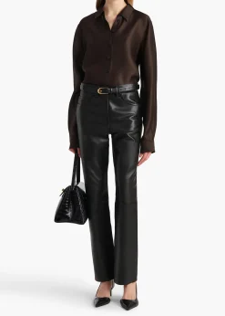 Khaite Pants|Leather-Callum Pant in Black Leather