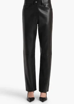 Khaite Pants|Leather-Callum Pant in Black Leather