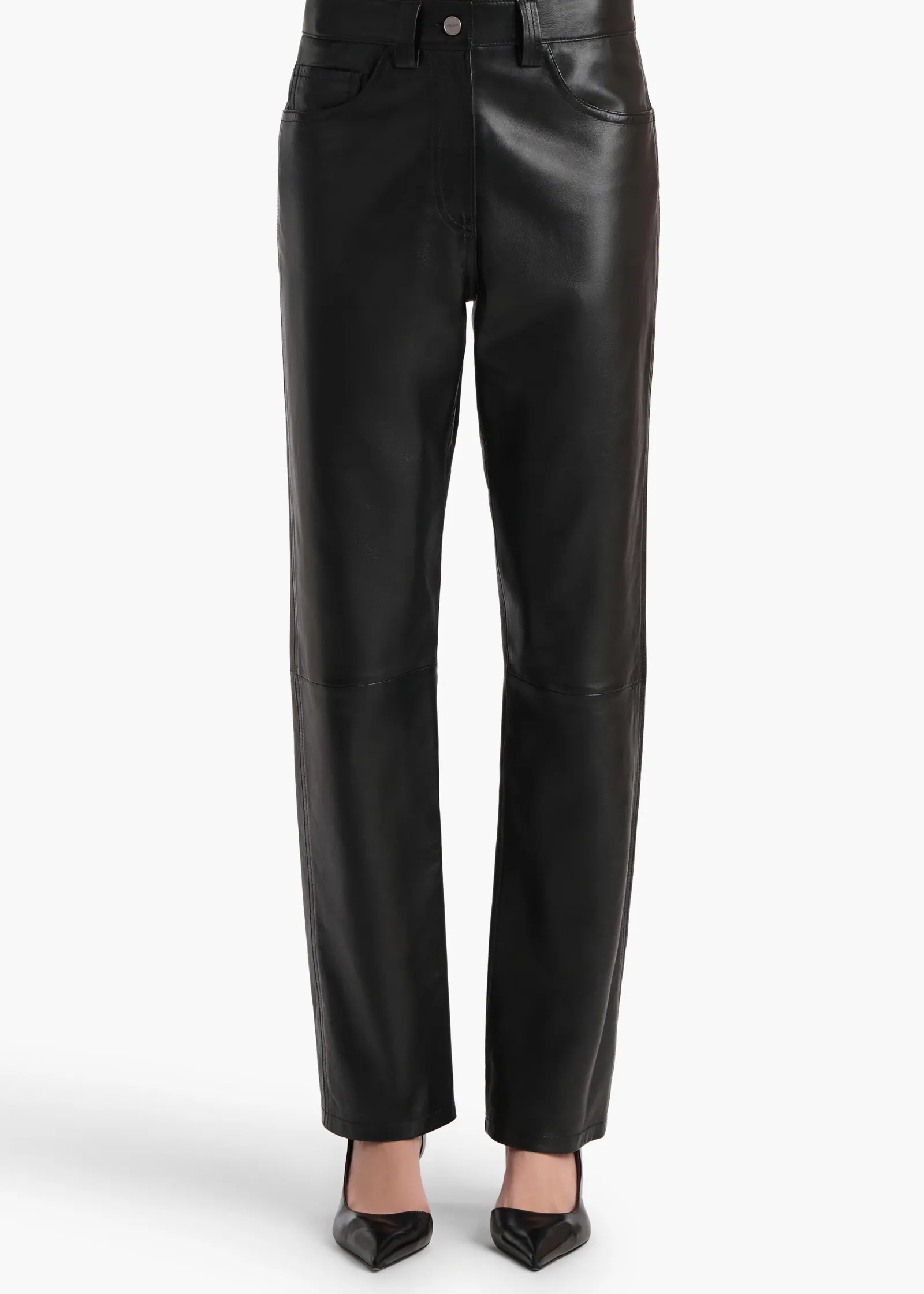 Khaite Pants|Leather-Callum Pant in Black Leather