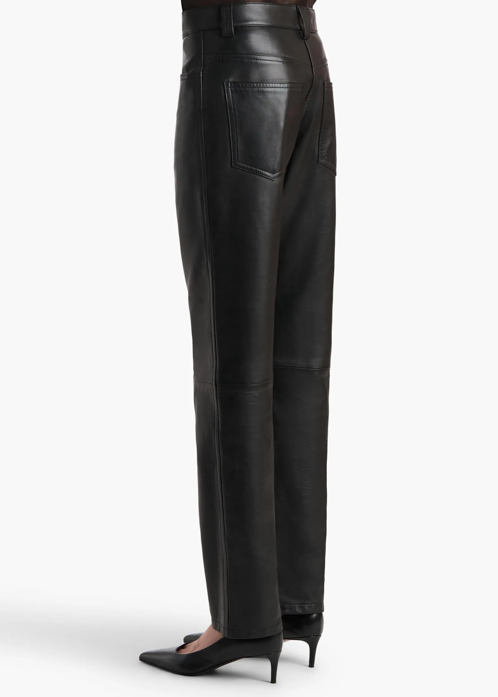 Khaite Pants|Leather-Callum Pant in Black Leather