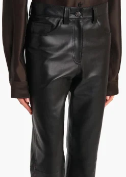 Khaite Pants|Leather-Callum Pant in Black Leather