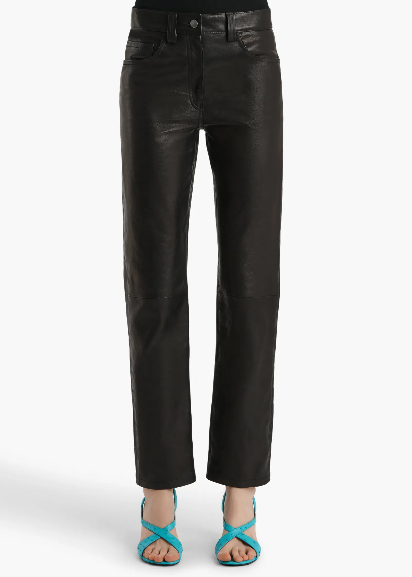 Khaite Pants|Leather-Callum Pant in Black Textured Lamb