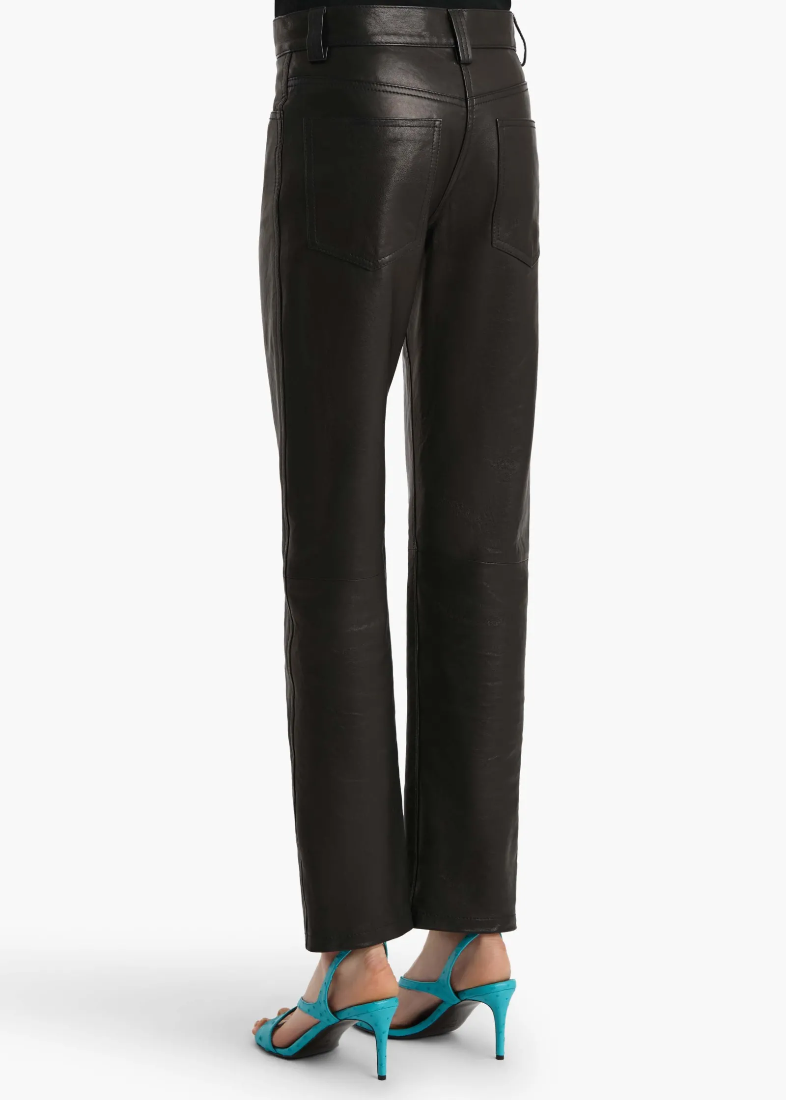 Khaite Pants|Leather-Callum Pant in Black Textured Lamb