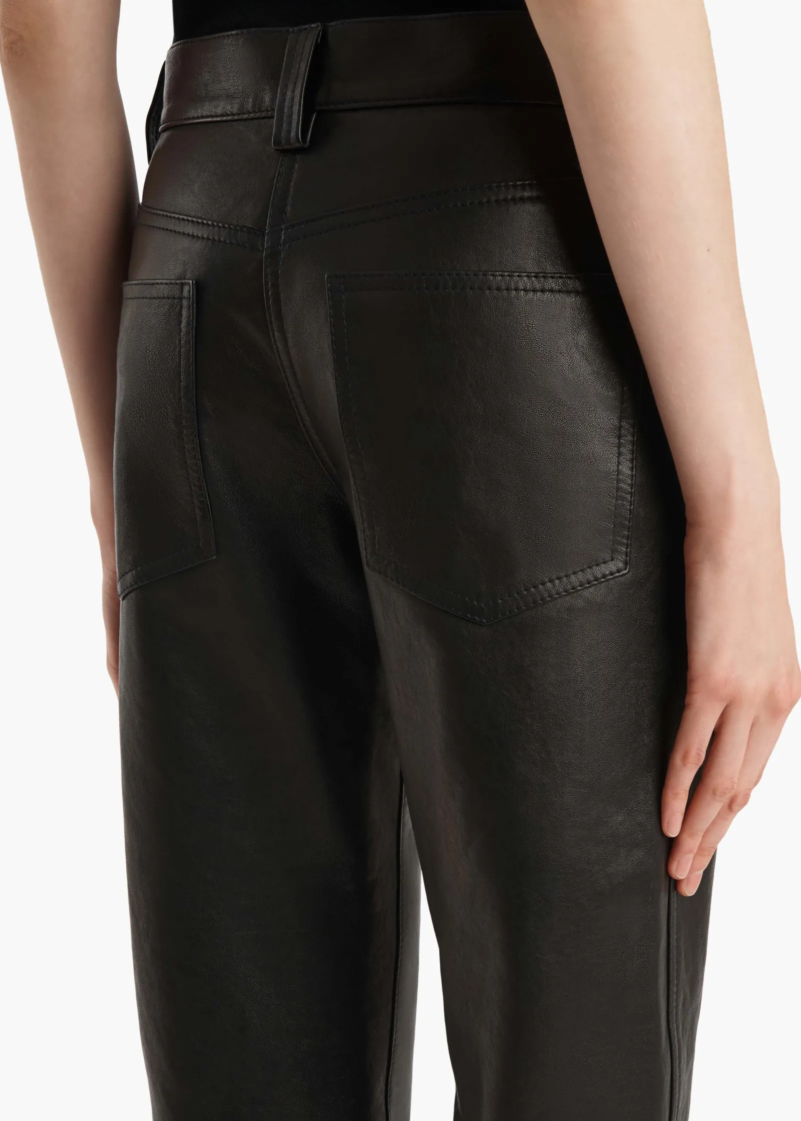 Khaite Pants|Leather-Callum Pant in Black Textured Lamb