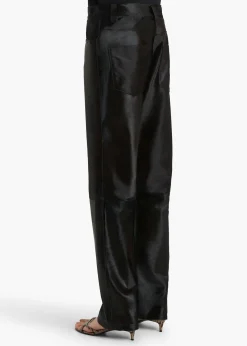 Khaite Pants|Leather-Callum Pant in Chocolate Haircalf