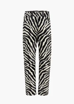 Khaite Pants|Leather-Callum Pant in Zebra Print Haircalf