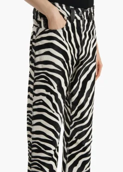 Khaite Pants|Leather-Callum Pant in Zebra Print Haircalf