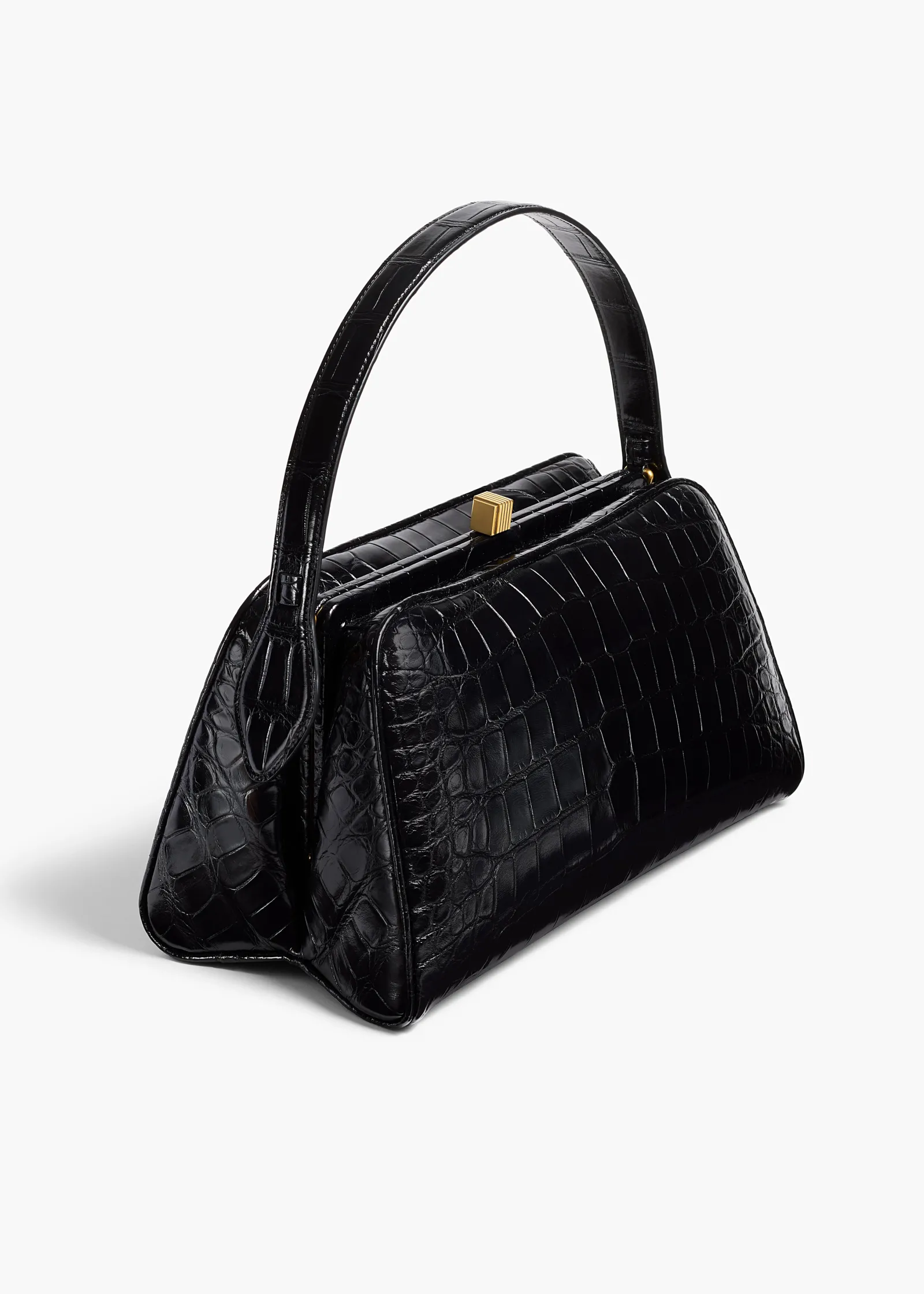 Khaite Top Handle-Cate Bag in Black Alligator