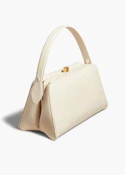 Khaite Top Handle-Cate Bag in Cream Leather