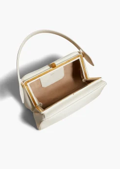 Khaite Top Handle-Cate Bag in Cream Leather