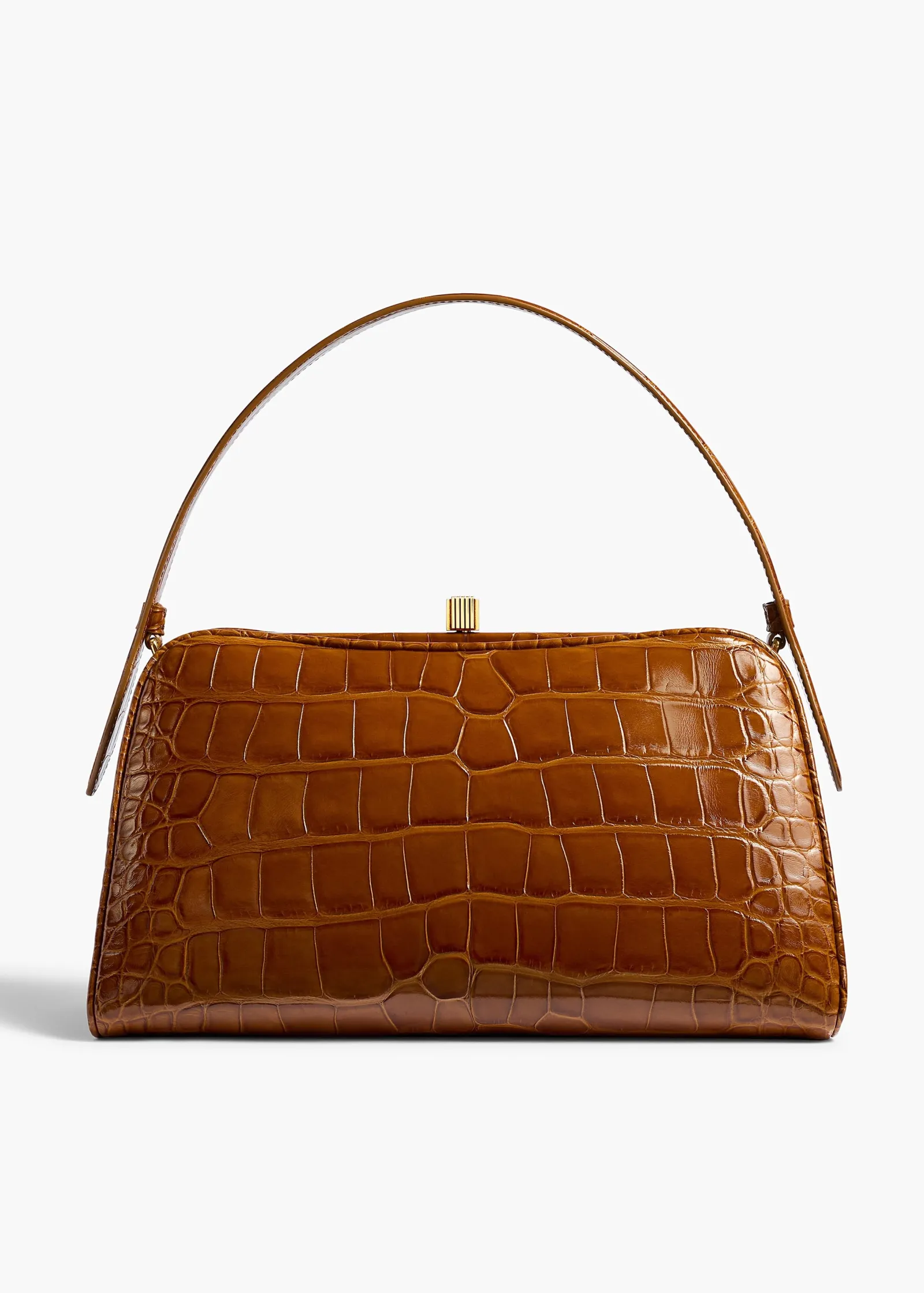 Khaite Top Handle-Cate Bag in Dark Honey Alligator