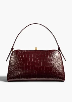 Khaite Top Handle-Cate Bag in Garnet Alligator