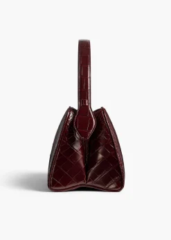 Khaite Top Handle-Cate Bag in Garnet Alligator