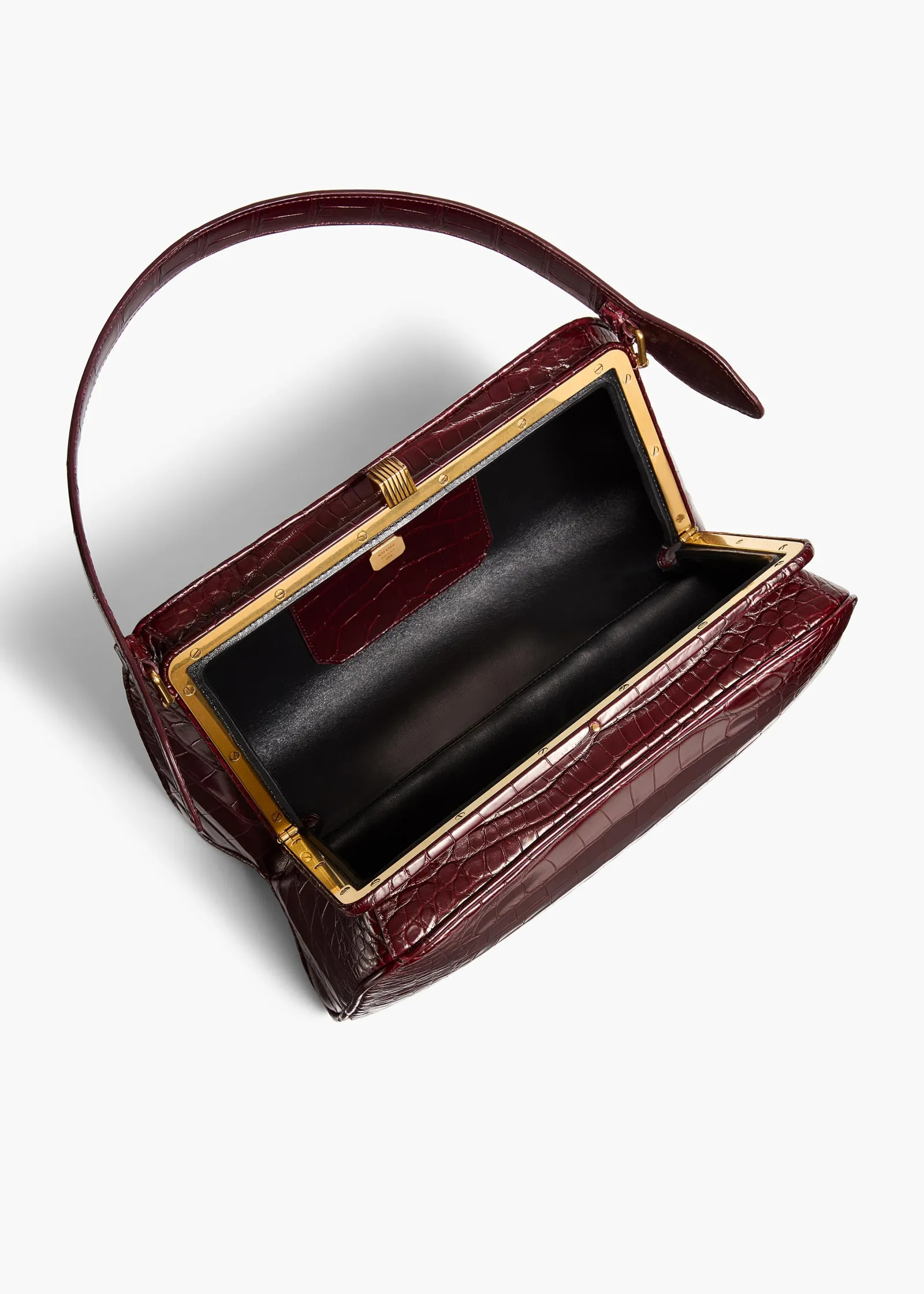 Khaite Top Handle-Cate Bag in Garnet Alligator