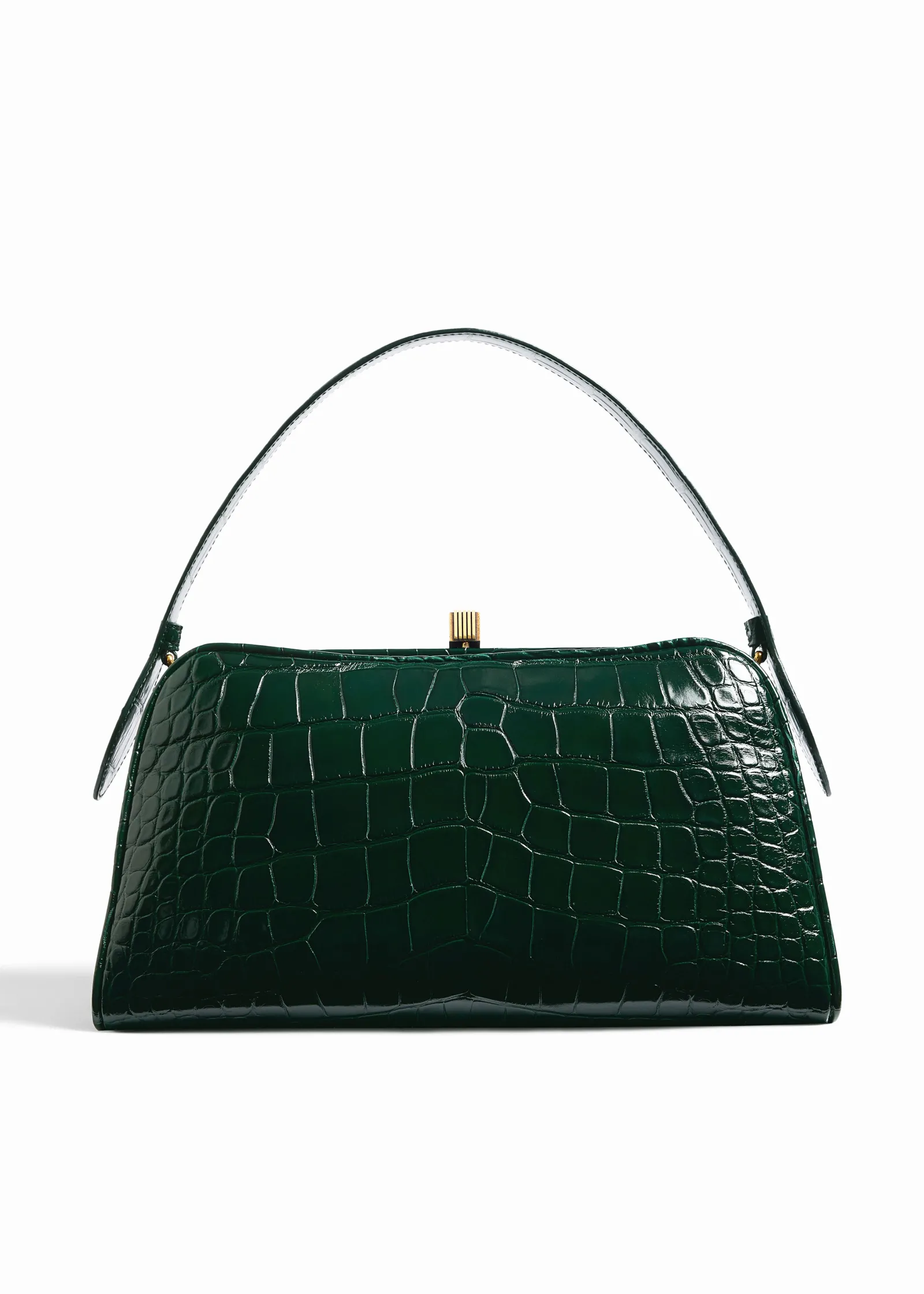 Khaite Top Handle-Cate Bag in Hunter Green Alligator