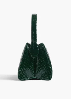 Khaite Top Handle-Cate Bag in Hunter Green Alligator
