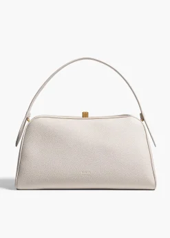 Khaite Top Handle-Cate Bag in Light Grey Pebbled Leather