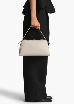 Khaite Top Handle-Cate Bag in Light Grey Pebbled Leather