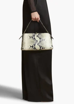 Khaite Top Handle-Cate Bag in Natural Python-Embossed Leather