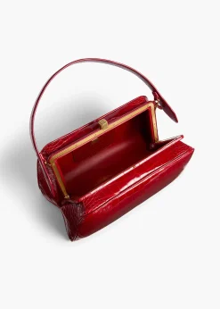 Khaite Top Handle-Cate Bag in Ruby Alligator