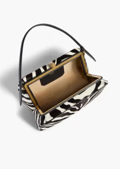 Khaite Top Handle-Cate Bag in Zebra Print Haircalf