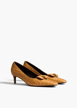 Khaite Pumps-Celia Pocket Pump in Chestnut Ostrich