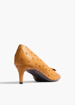 Khaite Pumps-Celia Pocket Pump in Chestnut Ostrich