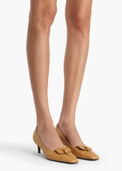 Khaite Pumps-Celia Pocket Pump in Chestnut Ostrich