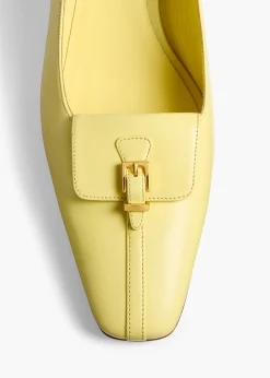 Khaite Pumps-Celia Pocket Pump in Pale Yellow Vintage Calf Leather