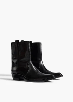 Khaite Boots-Clive Ankle Boot in Black Leather