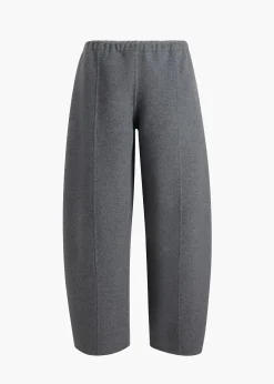Khaite Leather|Pants-Clover Pant in Grey Melange