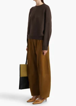 Khaite Leather|Pants-Clover Pant in Toffee Suede