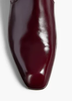 Khaite Boots-Colt Ankle Boot in Bordeaux Glazed Leather
