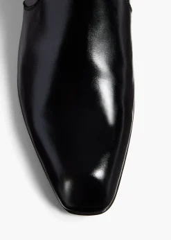 Khaite Boots-Colt Knee-High Boot in Black Glazed Leather