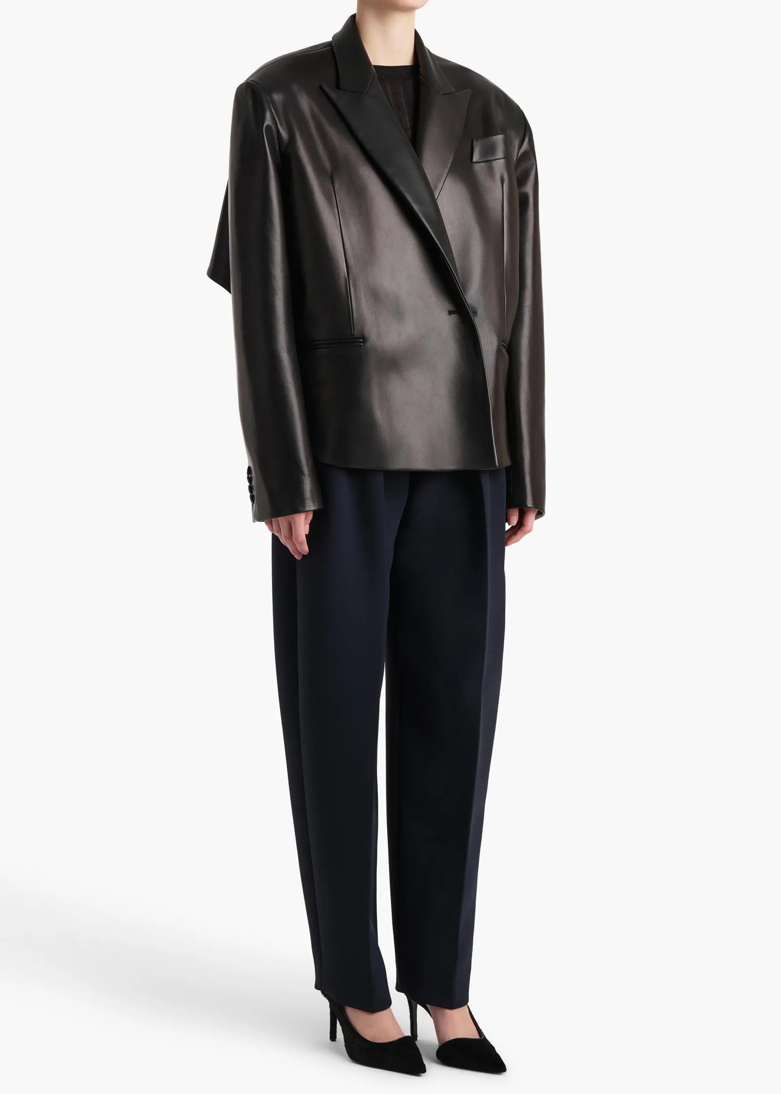 Khaite Leather|Outerwear & Coats-Comair Jacket in Black Leather