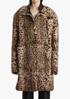 Khaite Leather|Outerwear & Coats-Comelle Coat in Leopard Print Lapin