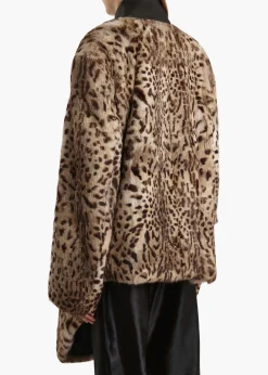 Khaite Leather|Outerwear & Coats-Comelle Coat in Leopard Print Lapin