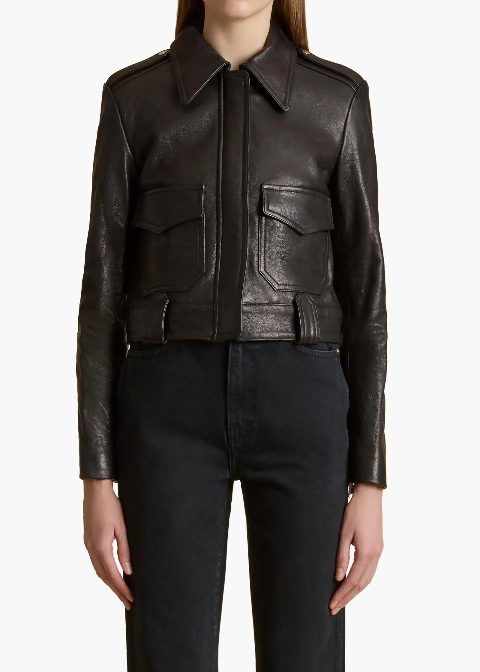 Khaite Leather|Jackets-Cordelia Jacket in Black Leather