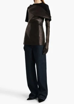 Khaite Leather|Shirts & Tops-Corinne Top in Black Leather