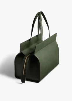 Khaite Totes|Top Handle-Crosby Bag in Bottle Green Pebbled Leather