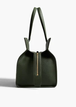Khaite Totes|Top Handle-Crosby Bag in Bottle Green Pebbled Leather